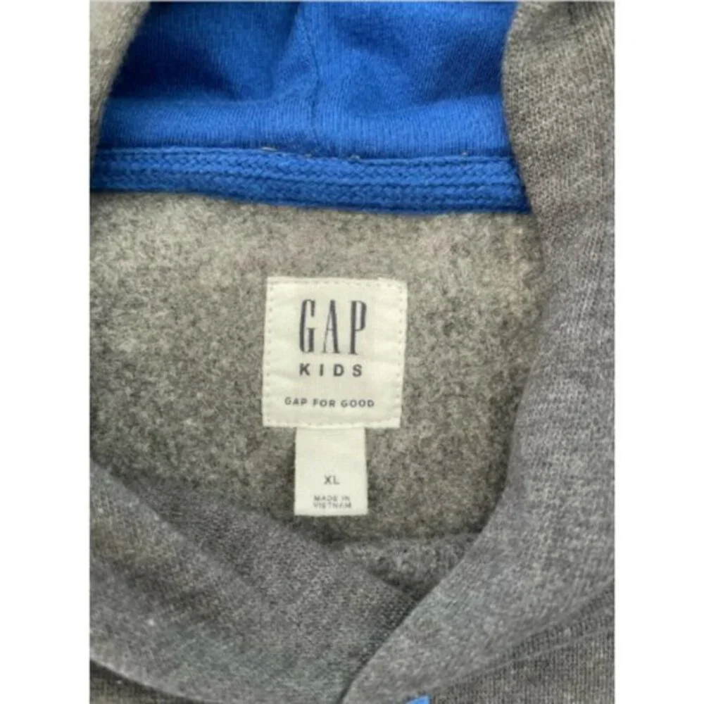 GAP Kids Worldwide Hoodie Gray Spellout Pullover Youth XL Fleece‎